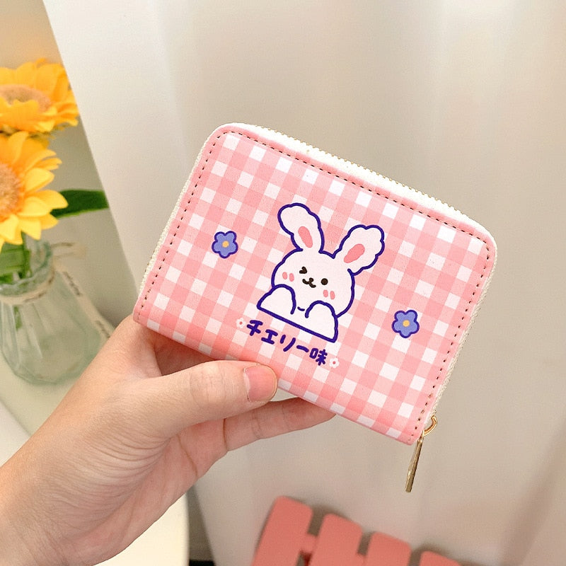 Cyflymder Women Short Cute Wallet Korean Cartoon Cute Bear Small Mini Coin Wallet Purse Clutch Card Cash Organizer Money Bag Purse Wallet