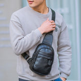 Cyflymder Fashion Simple Men's Small Chest Bag Messenger Bag Men's Korean Fashion Casual Soft Leather Shoulder Bag Outdoor Sports Backpack