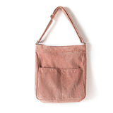 Cyflymder Women Corduroy Shoulder Bag Zipper Large Capacity Simple Canvas Purse Messenger Bags Female Solid Soft Cloth Handbag Big Totes