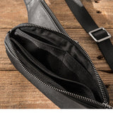 Cyflymder Leather Tide men's chest bag, ultra-thin one-shoulder bag, head leather retro slant bag