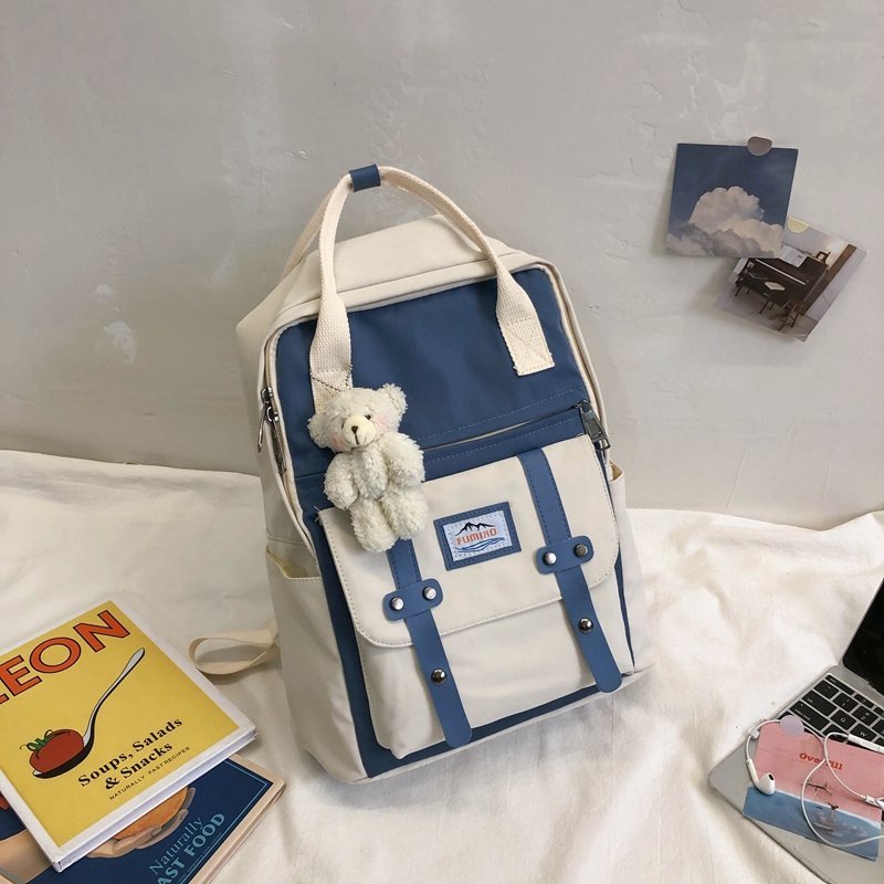 Cyflymder Japan Korea Backpack Women Large Capacity School Backpack Tote Rucksack for Girls Fashion Patchwork Panelled Laptop Travel Bags