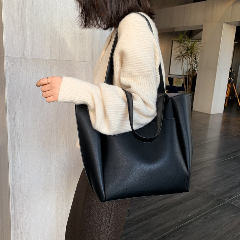 Cyflymder Hot Sell Totes Pu Leather Shoulder Shopping Bags For Women's Shopper Daily Handbag Female Casual Large Capacity Travel Tote Bags