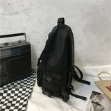 Cyflymder Backpacks Preppy Students Backpack Large Capacity Button Travel Bag Solid Simple Harajuku Chic Fashion Retro Unisex High Street