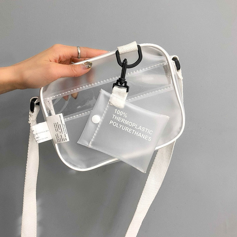Cyflymder Casual PVC Transparent Bag Women Crossbody Bags Jelly Small Phone Bags Shoulder Bag Handbag Card Holder Transparent Ladies Purse