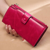 Cyflymder Blocking Genuine Leather Women Wallet Long Lady Leather Purse Brand Design Luxury Oil Wax Leather Female Wallet Coin Purse