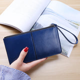 Cyflymder Women's Vintage Oil Wax Leather Zipper Clutch Wallet Female Large Capacity Coin Purse Ladies Wristband Simple Card Holder Wallet