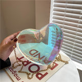 Cyflymder Summer Transparent Jelly Women Bag New Fashion Women's Laser Heart Chain Bag Shoulder Messenger Bag New Year Gifts for Women