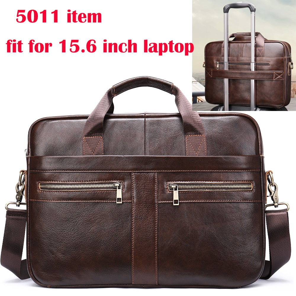 Cyflymder  Men's Bag Genuine Leather Men Briefcase for Laptop 14 Messenger Men's Leather Bag Business Portfolio for Document A4 7022 Gifts for Men
