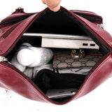 Cyflymder Fashion PU Leather Shoulder Bag Portable Elegant Women Large Capacity Mother Daily Square Bag Travel Multi-zipper Messenger Bag