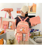 Cyflymder 4 Pcs Sets Children's School Backpack Kawaii Women's Backpack Bookbag School Bags For teens Girls mochilas New Year Gifts for Teen
