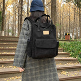 Cyflymder Women Backpack Fashion Corduroy Girls Korean School Bags Harajuku Student Large Capacity School Backpack