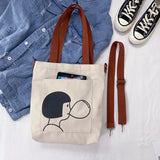 Cyflymder Canvas Bag Women Messenger Bag Large Capacity Shopping Bag Versatile Canvas Bag Slung Female Student Women's Handbag