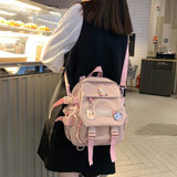 Cyflymder Lovely Multifunctional Backpack Teenage Girl Ring buckle Portable Travel Bag Female Small Schoolbag Badge Women Backpacks