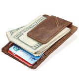 Cyflymder Fashion Vintage Genuine Leather Men Front Pocket Magnetic Money Clips ID Credit Card Holder Wallet