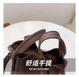 Cyflymder Solid color Tote Bucket bag Fashion New High quality PU Leather Women's Designer Handbag Vintage Shoulder Messenger Bag