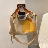 Cyflymder Large Capacity Canvas Tote Bags for Women New Contrast Color Bucket Travel Bag Simple Fashion Girl's Shopper Shoulder Totes