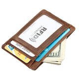 Cyflymder Fashion Vintage Genuine Leather Men Front Pocket Magnetic Money Clips ID Credit Card Holder Wallet