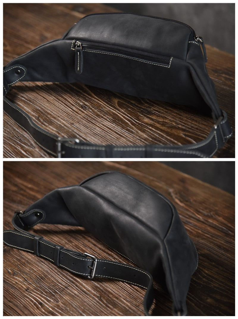 Cyflymder high quality cowhide simple vintage chest bag genuine leather men's shoulder messenger belt bag casual sports waist packs
