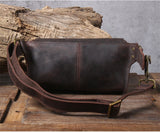 Cyflymder retro multifunctional genuine leather men's chest bag crazy horse cowhide waist pack sports small shoulder messenger bags