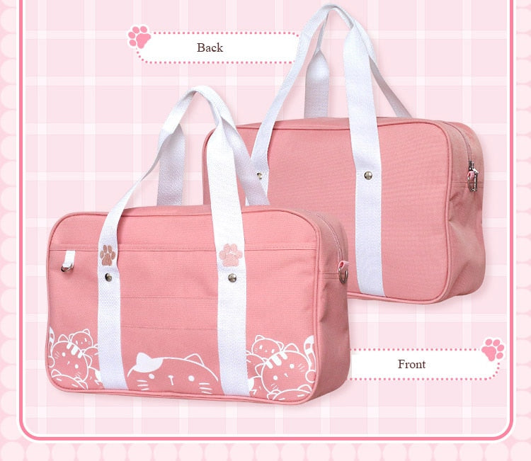 Cyflymder Kawaii Japanese Style Cat JK Uniform Handbag Crossbody Canvas Bag Women Lolita Anime Cosplay School Girls Messenger Shoulder Bag