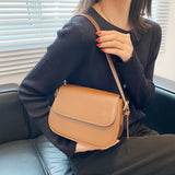 Cyflymder Simple Solid Color PU Leather Armpit Baguette Crossbody Bag for Women Shoulder Handbags and Purses Female Travel Designer