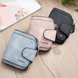 Cyflymder Women's Multi-Function Short Wallets PU Leather Matte High-Capacity Casual Coin Purse Zipper Pocket Hasp Card Holder Clutch