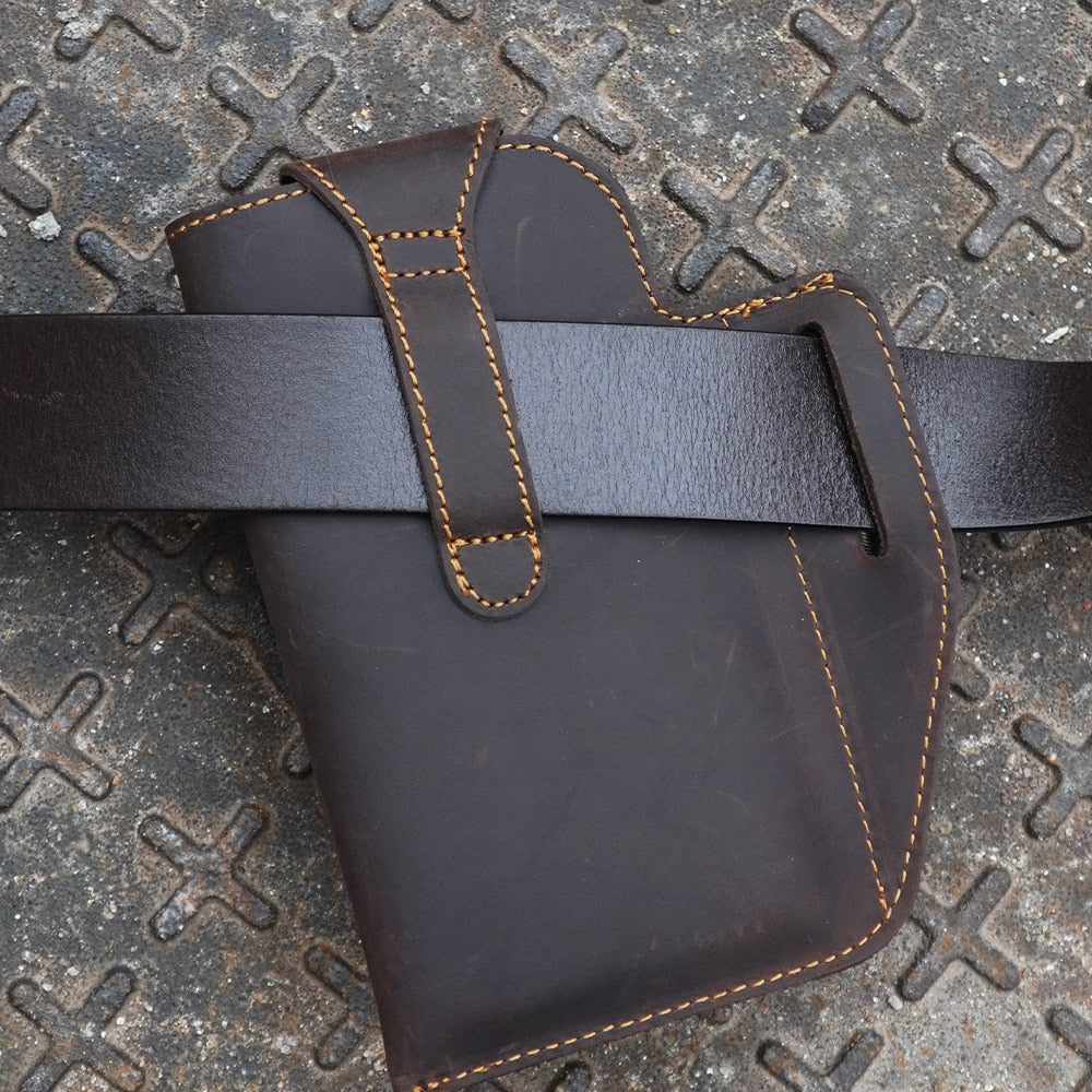 Cyflymder Waist Bag Men Genuine Leather Belt Bum Leg Hip Packs for Men 6-7.5inch Cell Phone Cigarette Lighter Box Case Outdoor Pouch Gifts for Men
