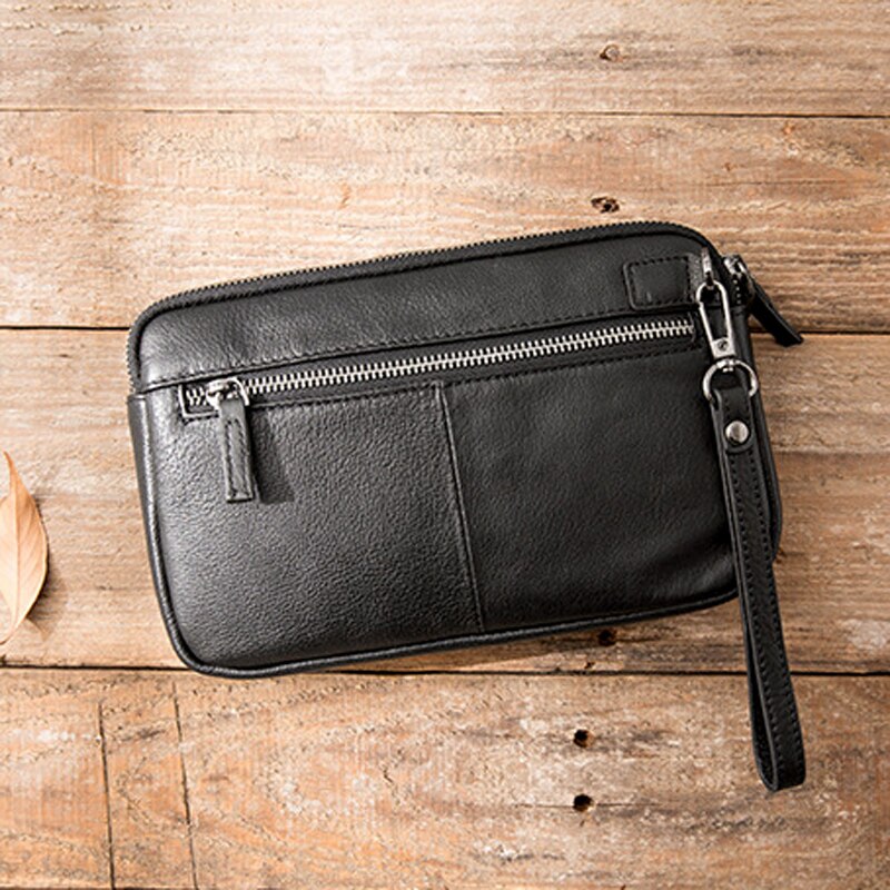 Cyflymder Retro men's handbag men&#39;s leather business fashion casual bag men's bag soft leather hand mens vintage clutch bag