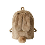 Cyflymder Furry Rabbit Ear Backpack cute Girls Shoulder Bag Mini Furry Fluffy Plush schoolbag Winter Women's Travel Bag