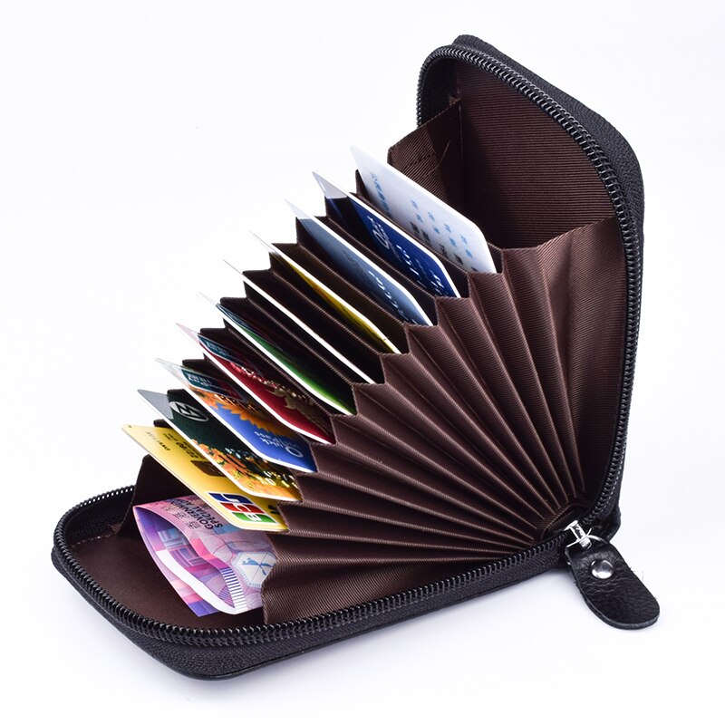 Cyflymder Genuine Leather Blocking Wallet Credit Card Holder Bifold Short Clutch Coin Purse Ladies Small ID Card Case Pack Women