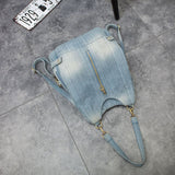 Cyflymder Washed Denim Women backpack Big Jean multifunctional backpack female shoulder bag Casual Travel Bags Rucksack blue  Mochila Bols Gifts for Mom