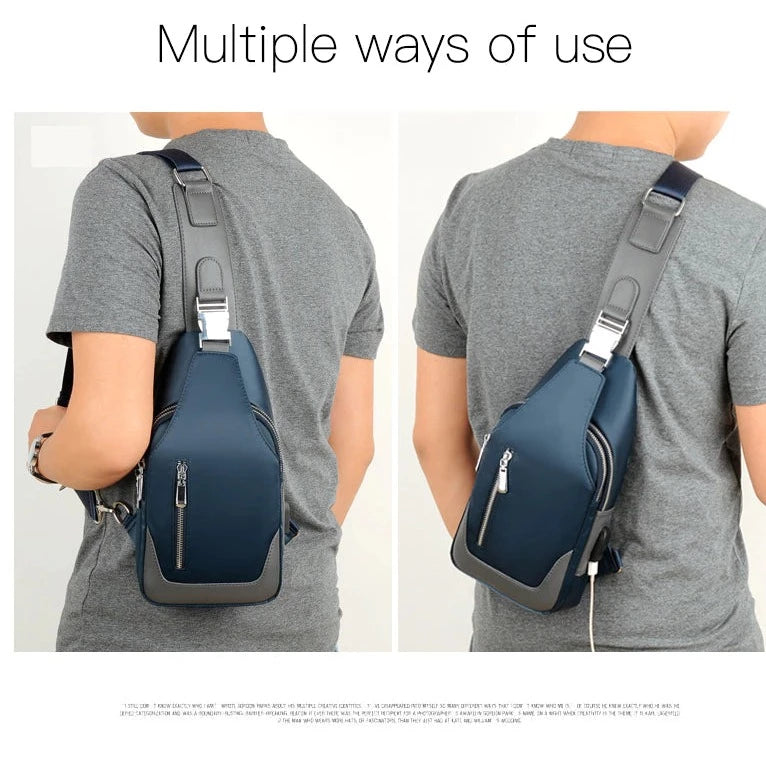Cyflymder Men's Messenger bag shoulder Oxford cloth Chest Bags Crossbody Casual messenger bags Man USB charging Multifunction Handbag