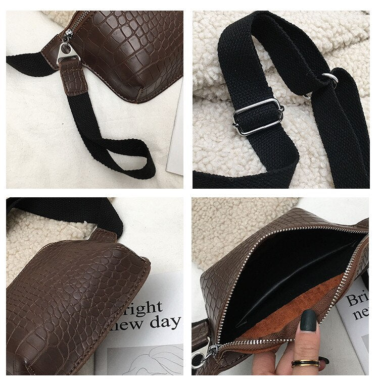 Cyflymder Women Waist Packs Fashion crochet Fanny Pack for female PU Leather Bum Belt Bag small messenger bags new Waist Mini Purse