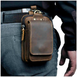 Cyflymder Fashion Quality Leather Small Summer Pouch Hook Design Waist Pack Bag Cigarette Case 6" Phone Pouch Waist Belt Bag 1609 Gifts for Men
