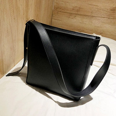 Cyflymder Fashion Pu Leather Composite Bags For Ladies Casual Solid Large Capacity Bucket Bags For Women Simple Vintage Messenger Bags New