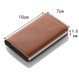 Cyflymder Antitheft Rfid Blocking Wallet Metal Credit Card Holder Automatic Elastic Vintage Aluminum Wallet PU Leather rfidwallet Gifts for Men