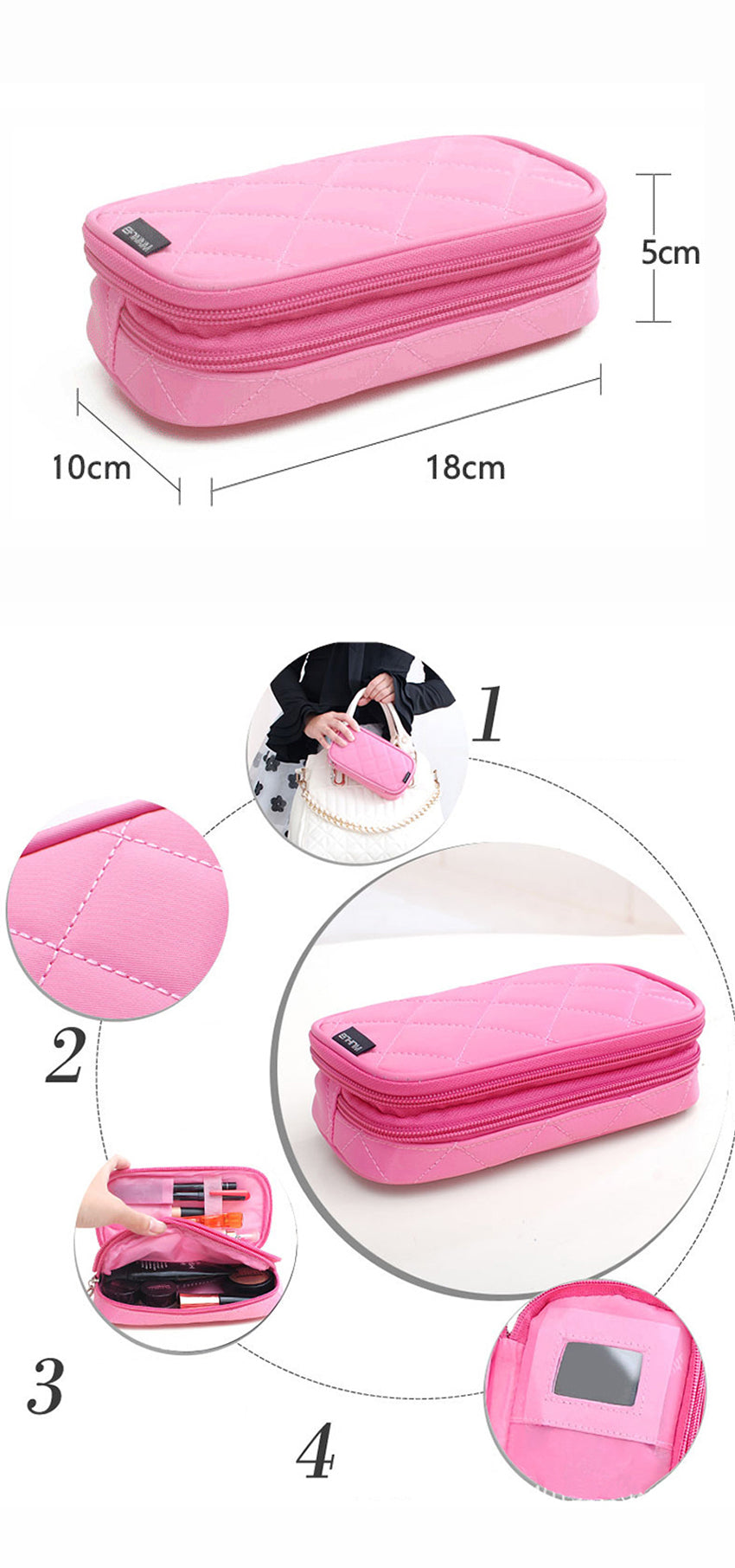 Cyflymder LLuxury Designer Women's Toiletry Cosmetic Bag Double Waterproof Beautician Make Up Bags Travel Essential Organizer Beauty Case