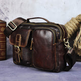 Cyflymder Quality Original Leather Design Male Shoulder messenger bag cowhide fashion Cross-body Bag 9" Pad Tote Mochila Satchel bag
