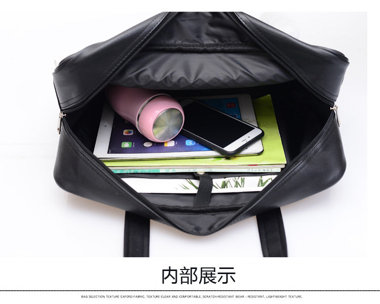 Cyflymder Japan Cosplay School Bag JK Uniform Bag Messenger Shoulder Handbags Bag With Holes Japanese PU Leather Blck