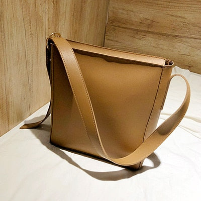 Cyflymder Fashion Pu Leather Composite Bags For Ladies Casual Solid Large Capacity Bucket Bags For Women Simple Vintage Messenger Bags New