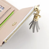 Cyflymder Women Short Wallet Fashion Crossed Grain PU Leather Tassel Zipper Coin Purse Mini Money Bag Girls Small Cute Pink Card Holder