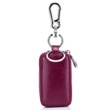 Cyflymder Genuine Cow Leather Home Car Keys' Bag Double Pocket Zipper Mini Wallet Earth Yellow Men Women's Key Holder Transparent Pocket