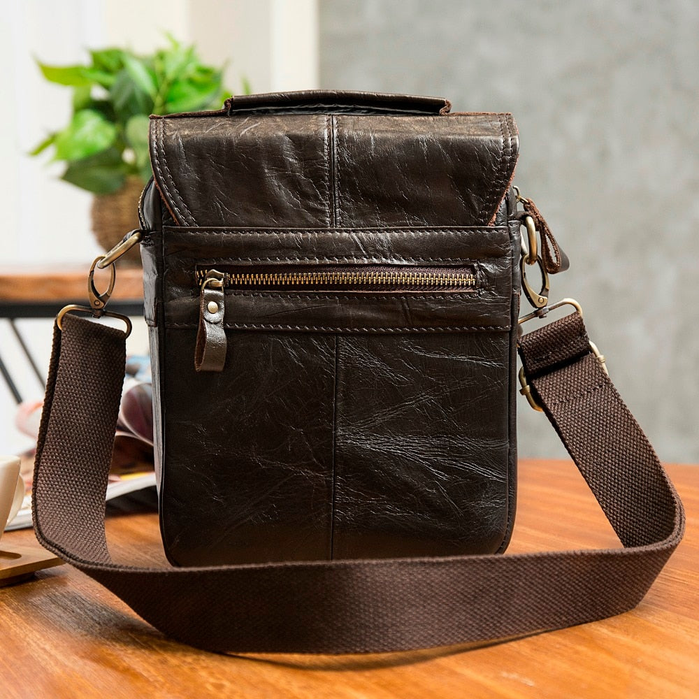 Cyflymder Quality Original Leather Male Casual Shoulder Messenger bag Cowhide Fashion Cross-body Bag 8" Pad Tote Mochila Satchel bag
