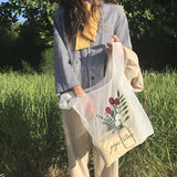 Cyflymder Summer Women Transparent Tote Organza Yarn Cloth Beach Bag Embroidery Handbag High Quality Eco Clear Hand Bags Purse For Girls