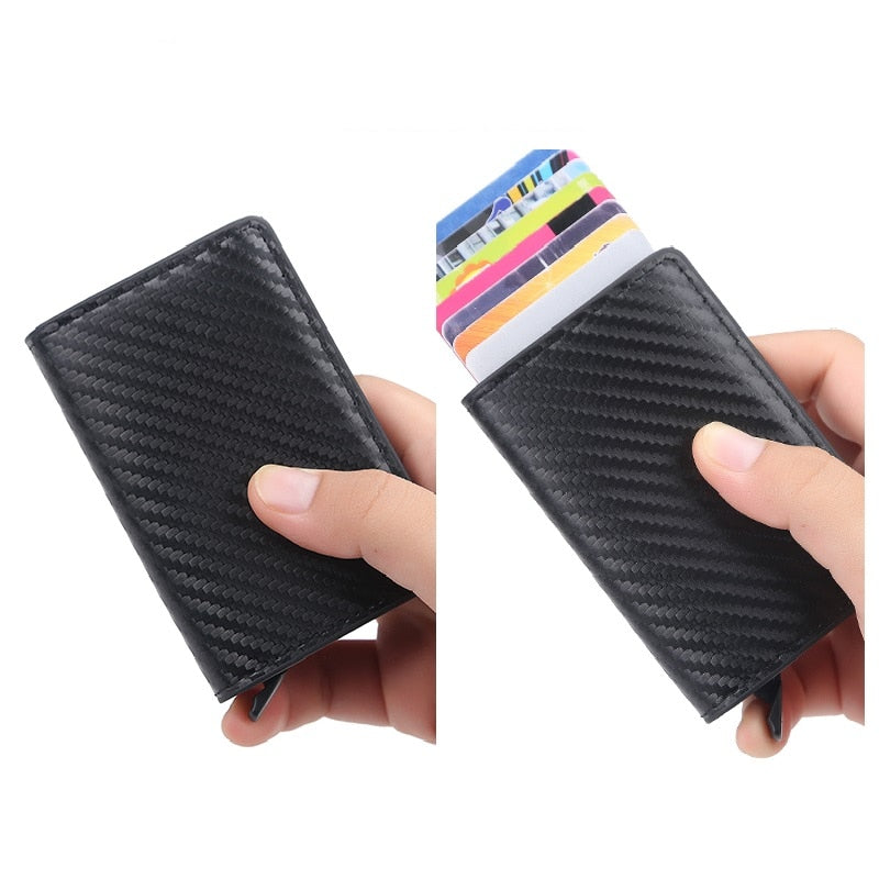 Cyflymder New Carbon Fiber RFID Blocking Men's Credit Card Holder Leather Bank Card Wallet Case Cardholder Protection Purse For Women