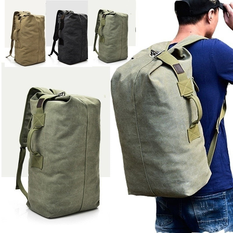Cyflymder Canvas Backpack Men's Bag Outdoor Sports Duffle Bag Travel Rucksack Hiking Backpacks Fishing Bag Campong Bags Backpack