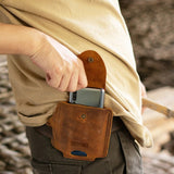 Cyflymder 100% Genuine Leather Waist Belt Cellphone Bag For Men Male Vintage Travel Sport Portable Mobile Phone Cover Case Holder Holster