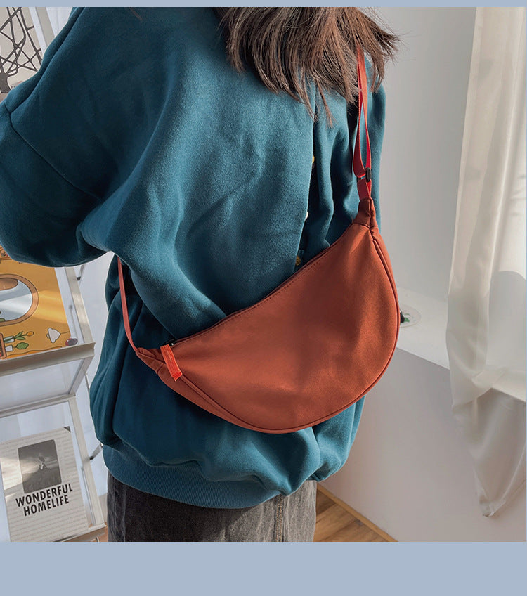 Cyflymder Orange Canvas Crossbody Bag For Women New Fashion Portable Casual Hobos Chest Bag Middle Students Shoulder Cross Body Bag