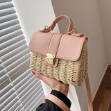 Cyflymder Women Square Tote bag Summer New High-quality Straw Women's Designer Handbag Travel Shoulder Messenger Bag Phone Purses