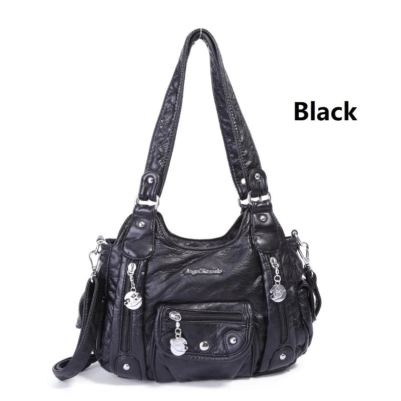 Cyflymder Women luxury handbags women bags designer Vintage Soft Leather Bags Fashion Satchel Motorcycle Bag Tote Bags  messenger bag